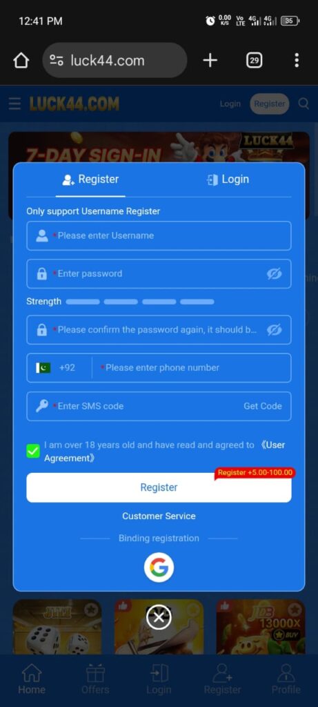 How To Register Luck44 Game